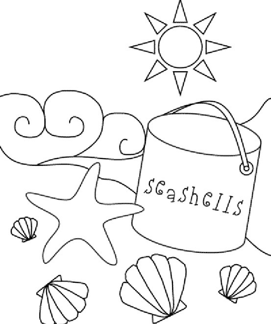 Coloriage d'un coquillage sur une plage