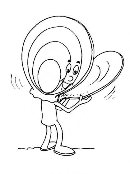 Coloriage d'un coquillage sur fond marin