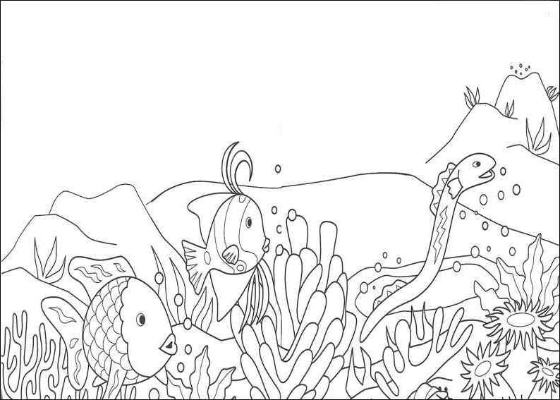 Coloriage d'un corail dans son habitat marin
