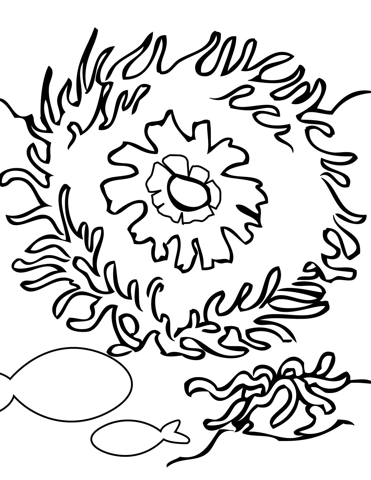 Coloriage d'un corail dans un décor marin