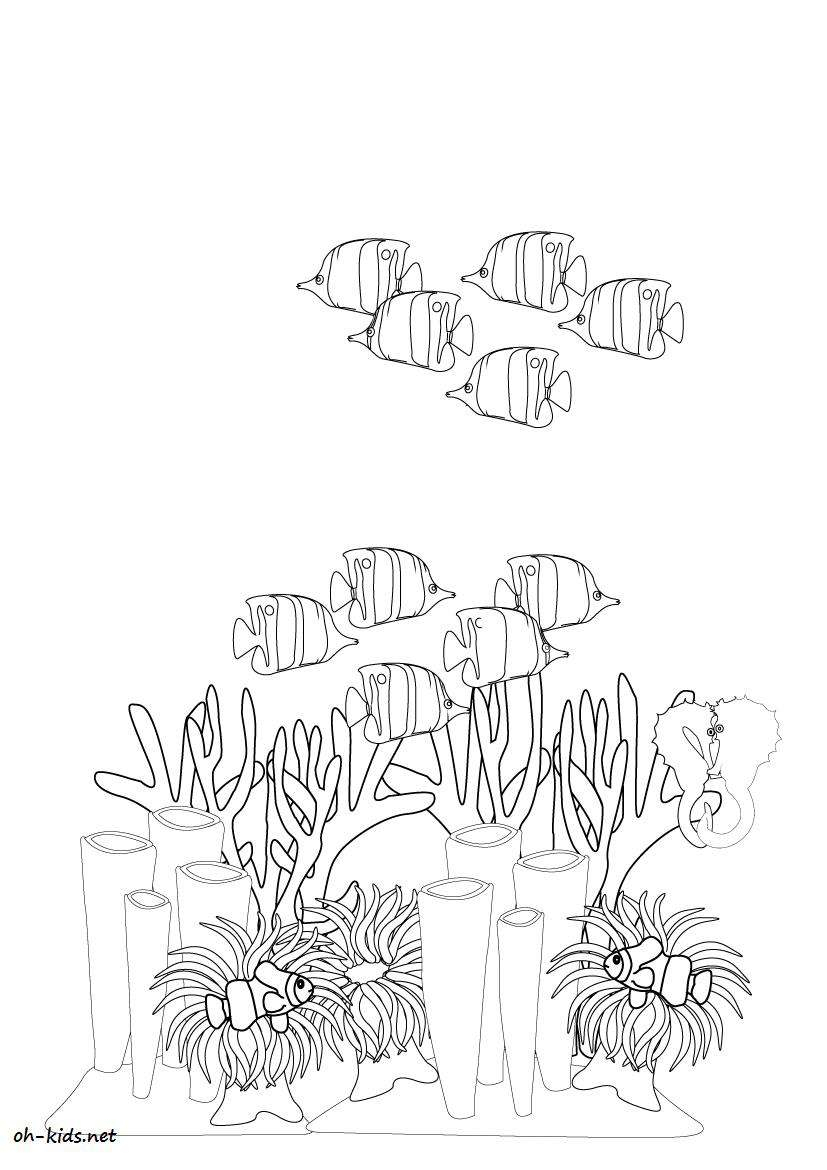 Coloriage d'un corail avec des détails marins et des motifs organiques Coloriage d'un corail avec des détails marins et des motifs organiques