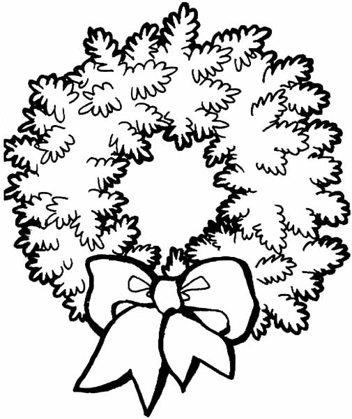 Coloriage d'une couronne de Noël ornée de détails festifs