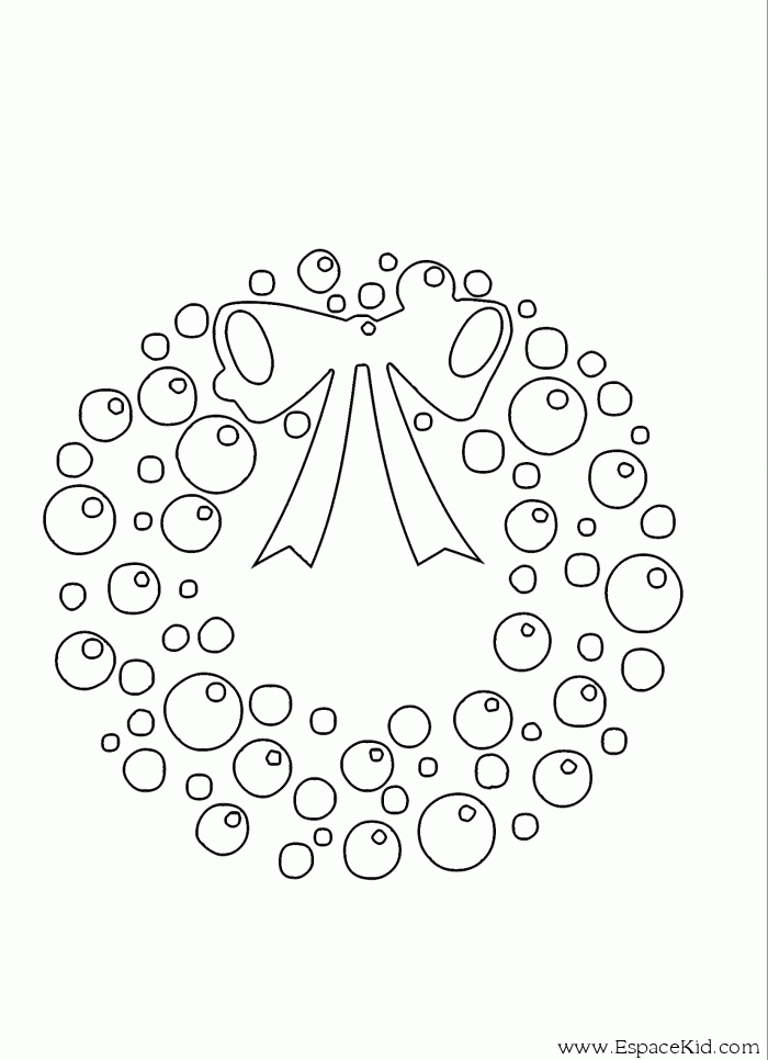 Coloriage d'une couronne de Noël décorée de manière festive