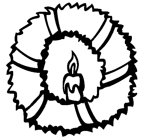 Coloriage d'une couronne de Noël ornée de détails festifs