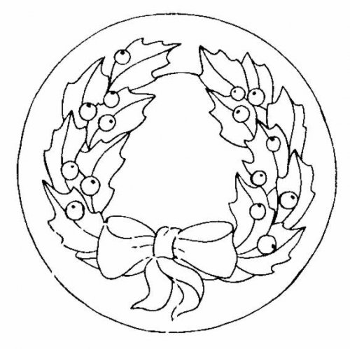 Coloriage d'une couronne de Noël ornée d'éléments festifs