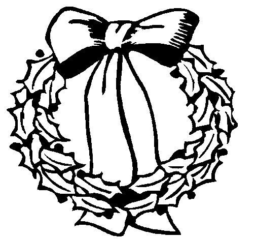 Coloriage d'une couronne de Noël ornée de divers éléments festifs