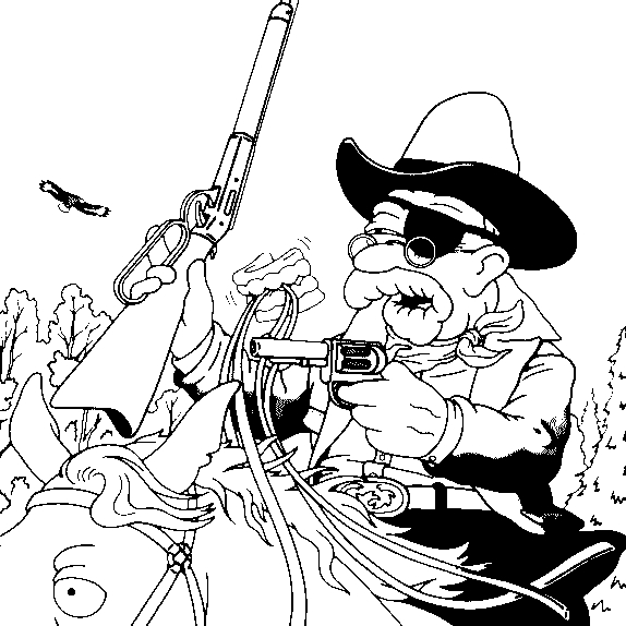 Un cowboy à cheval dans un paysage désertique