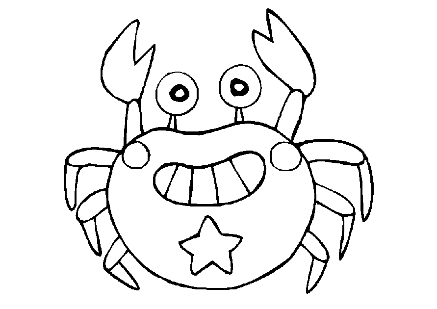 Un crabe joyeux sur le sable, prêt à être colorié