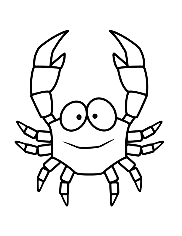 Un crabe joyeux sur le sable avec des vagues en fond