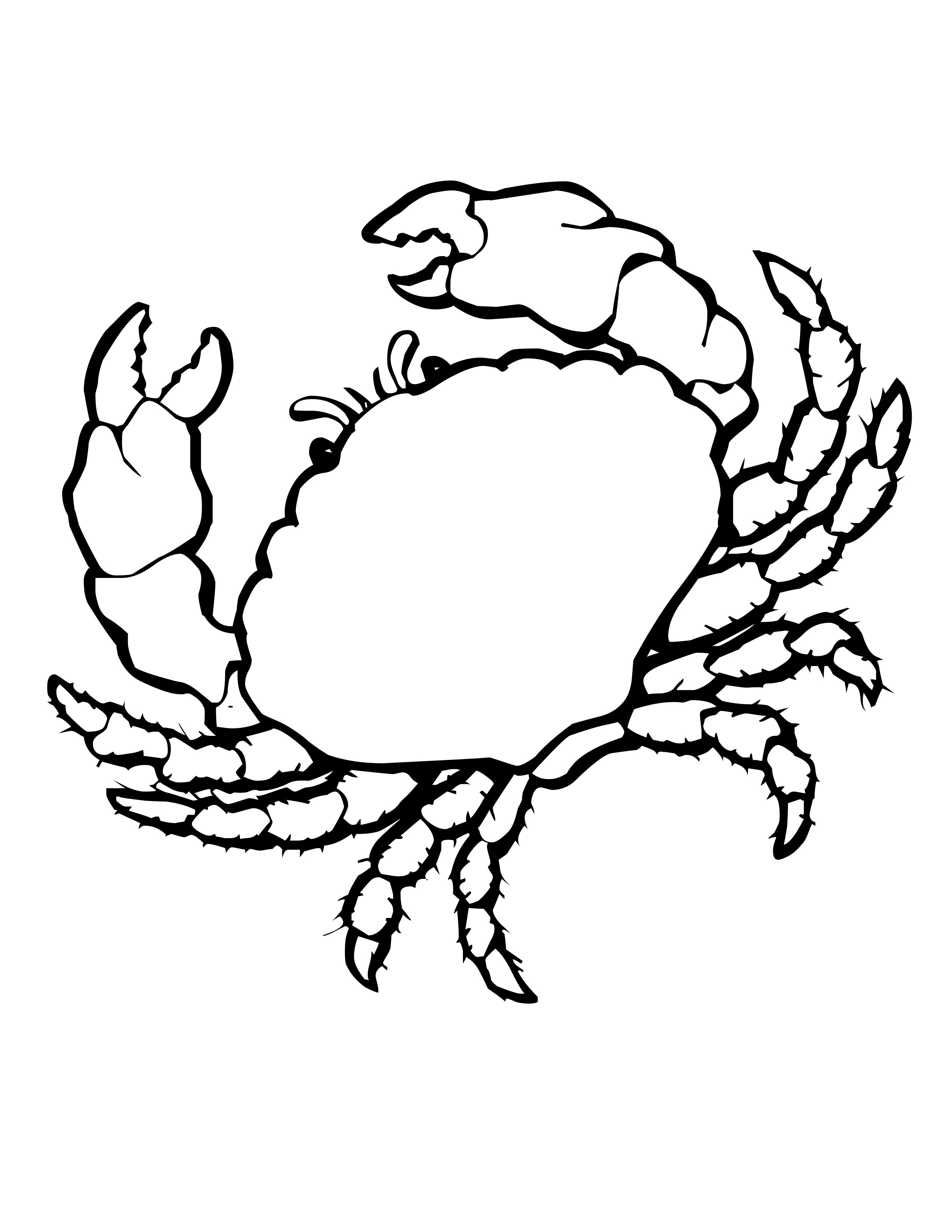 Coloriage d'un crabe sur la plage avec des coquillages