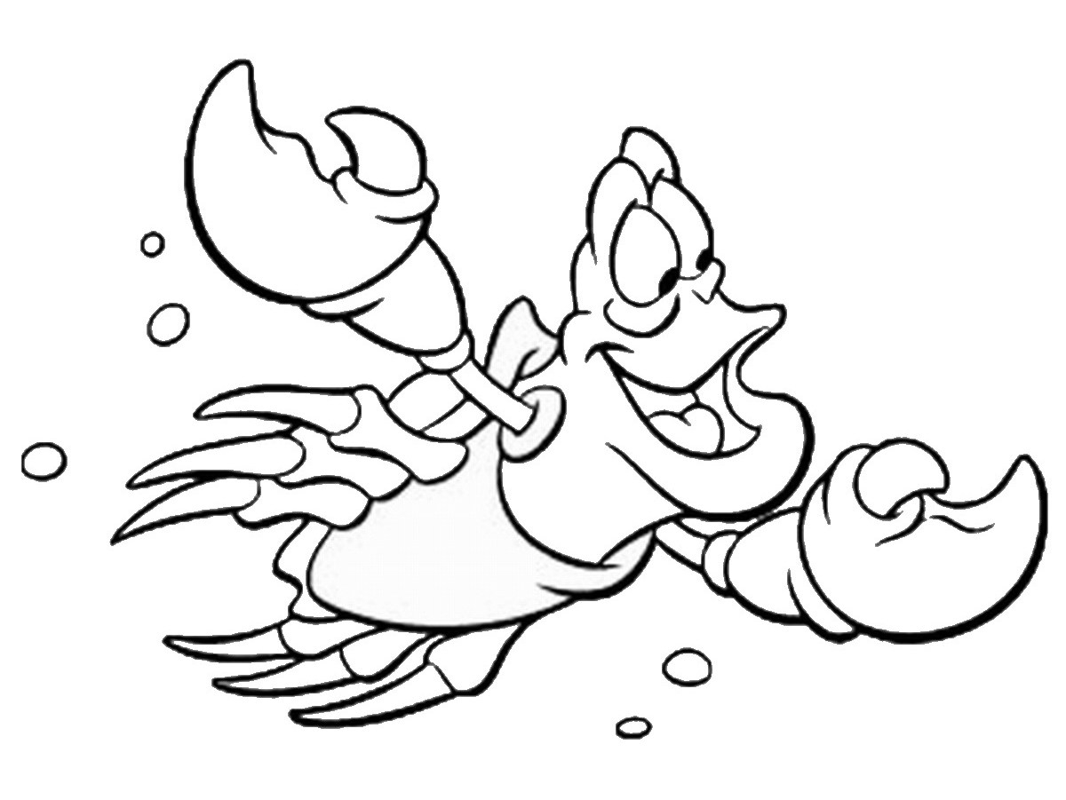Coloriage d'un crabe sur le sable de la plage