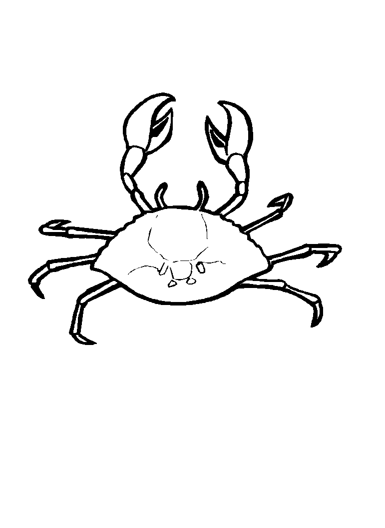 Coloriage d'un crabe sur le sable avec des vagues en arrière-plan