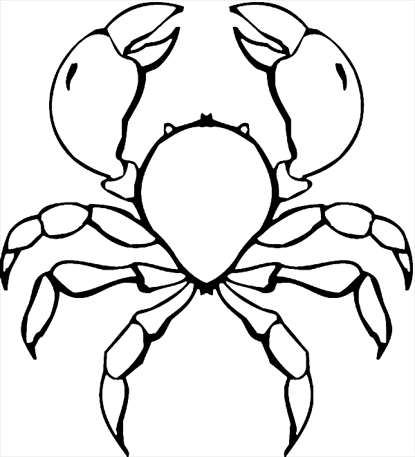 Coloriage d'un crabe sur le sable avec des éléments marins
