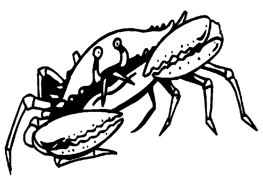 Coloriage d'un crabe sur le sable avec des vagues en arrière-plan