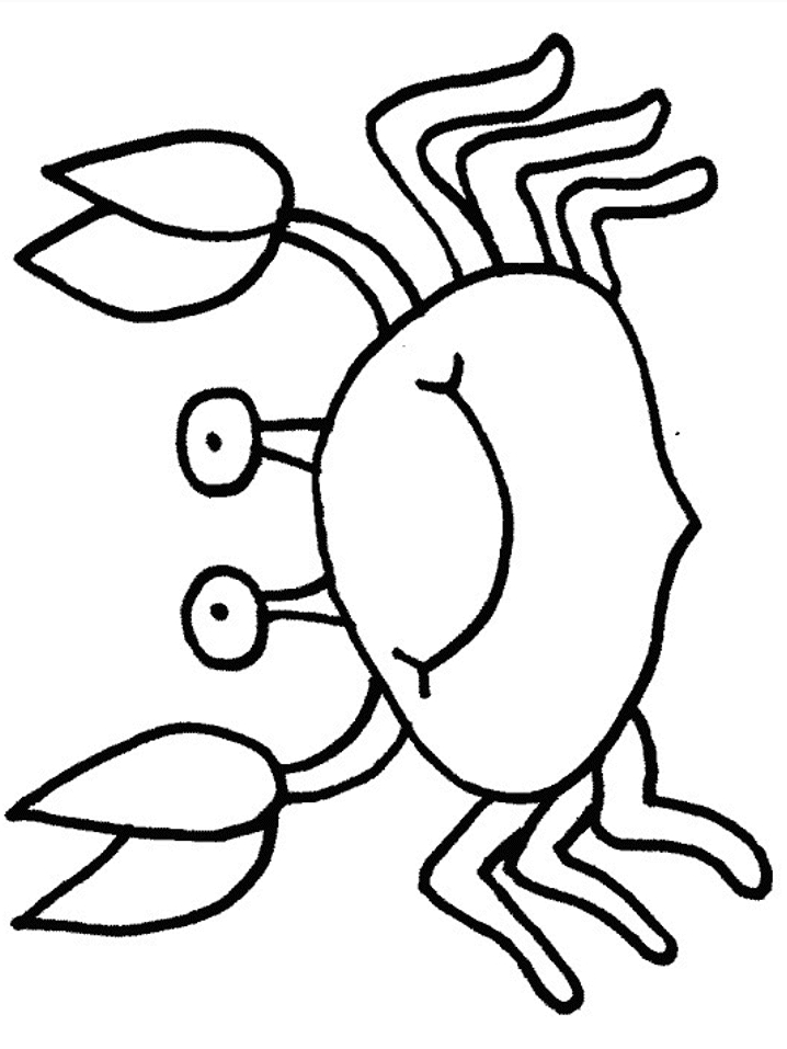 Coloriage d'un crabe sur la plage avec des vagues en arrière-plan