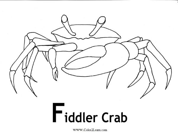 Coloriage d'un crabe sur le sable avec des vagues en arrière-plan