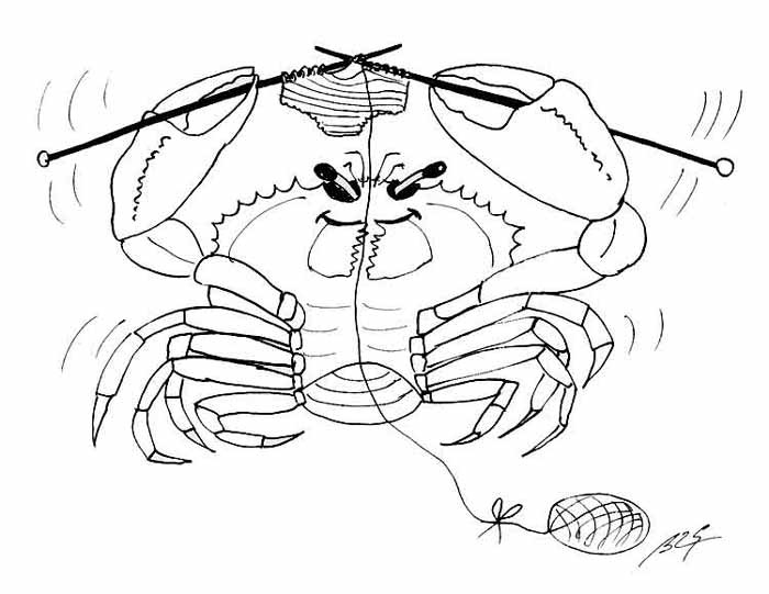 Coloriage d'un crabe joyeux sur le rivage