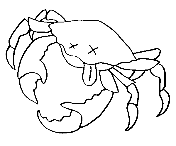 Coloriage d'un crabe sur une plage ensoleillée