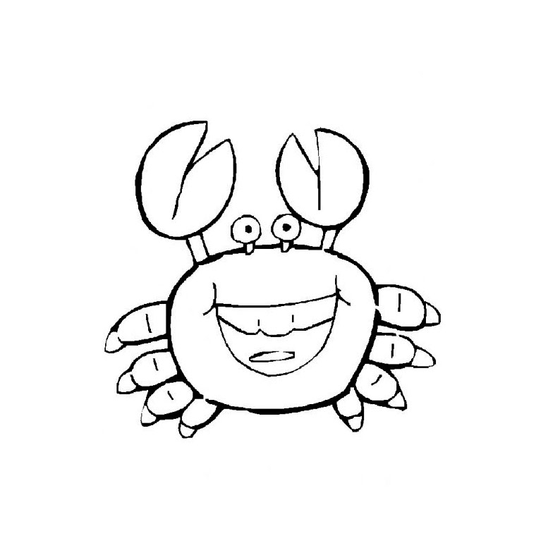 Coloriage d'un crabe sur le rivage avec des vagues en arrière-plan
