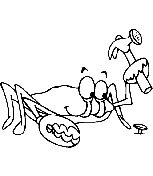 Crabe joyeux sur fond marin à colorier
