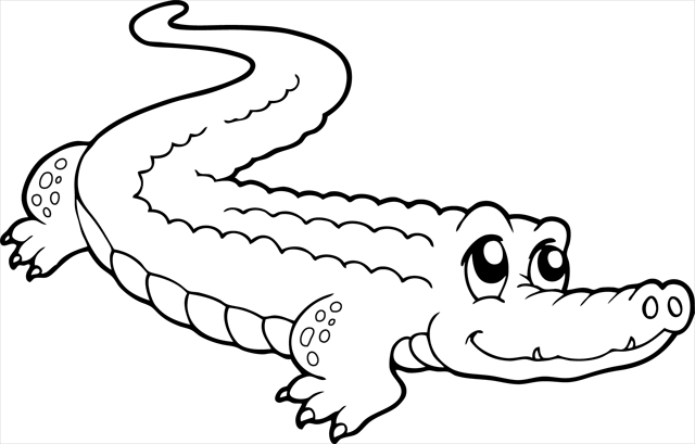 Coloriage d'un crocodile se reposant au bord de l'eau