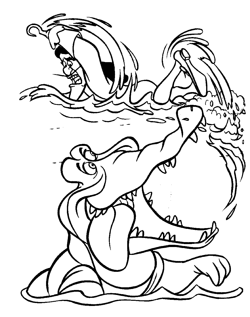 Coloriage de crocodile sur un fond aquatique