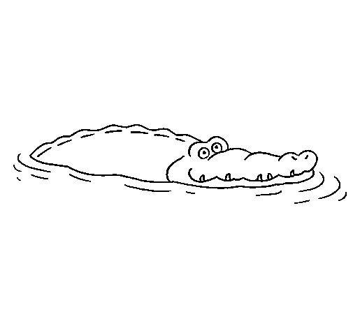 Coloriage d'un crocodile sur la berge d'une rivière