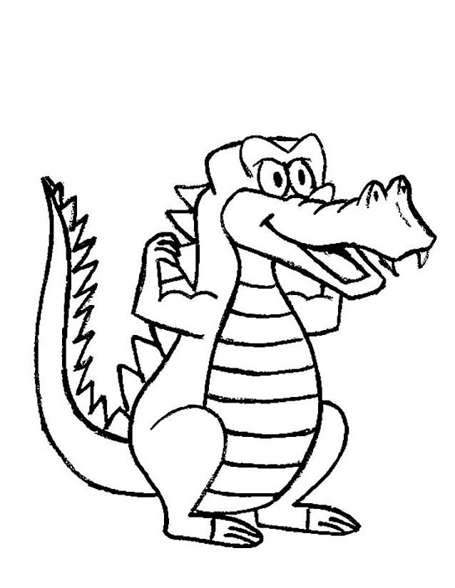 Coloriage d'un crocodile allongé au bord d'une rivière