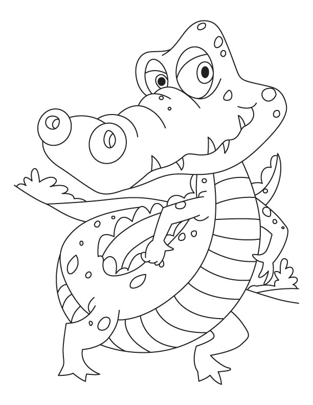 Coloriage d'un crocodile se reposant sur une berge