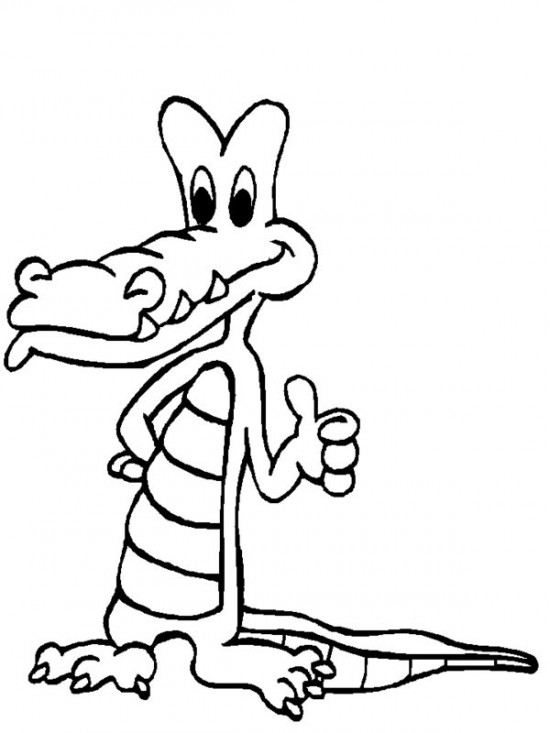 Coloriage d'un crocodile reposant sur la rive d'une rivière