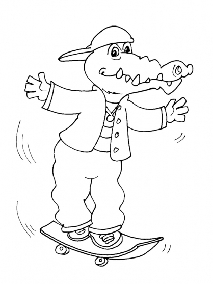 Coloriage d'un crocodile paisible au bord de l'eau