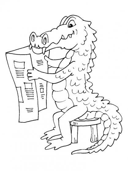 Coloriage d'un crocodile se reposant au bord de l'eau