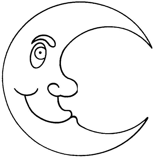 Coloriage d'un croissant de lune avec des étoiles et un nuage