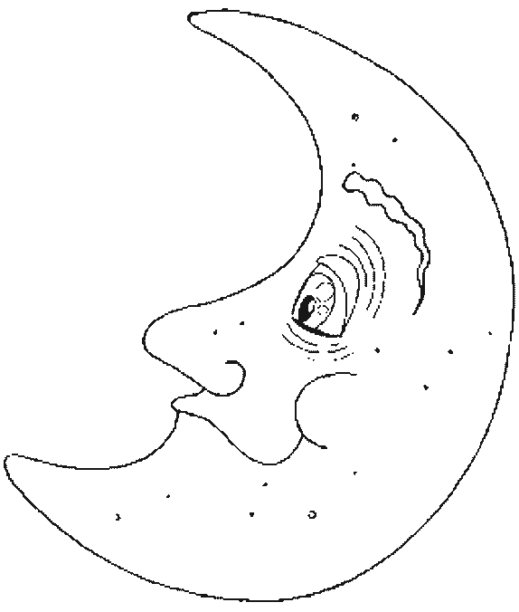 Coloriage d'un croissant de lune dans un ciel étoilé