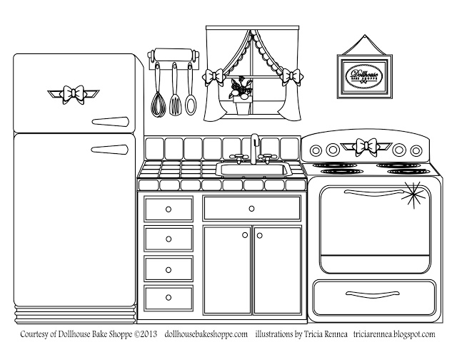 Scène de cuisine avec des ustensiles et des aliments à colorier