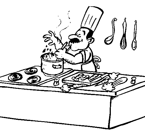 Un cuisinier en pleine préparation culinaire dans sa cuisine
