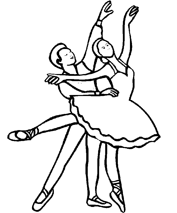 Coloriage d'un danseur et d'une danseuse en pleine performance