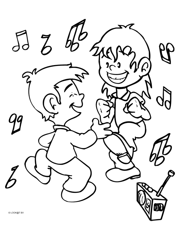 Coloriage d'un danseur et d'une danseuse en pleine performance