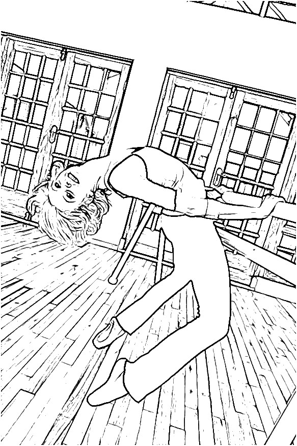 Un danseur en pleine pirouette sur une scène imaginaire