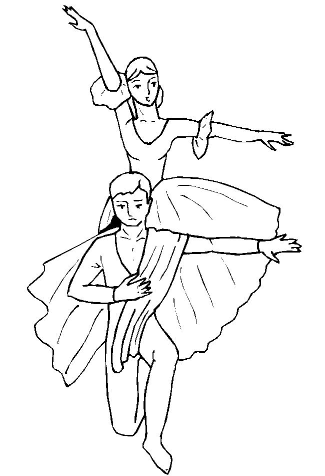 Coloriage d'un danseur et d'une danseuse en pleine performance