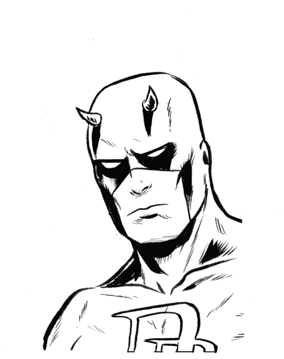 Coloriage de Daredevil en pleine action dans une ruelle urbaine