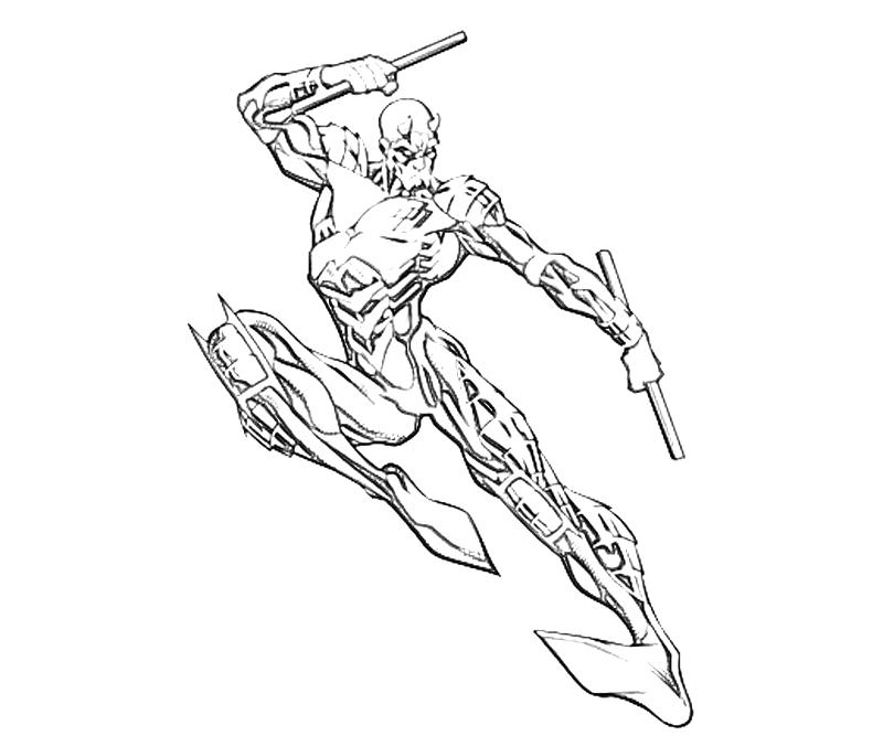 Coloriage de Daredevil en pleine action dans une ville urbaine