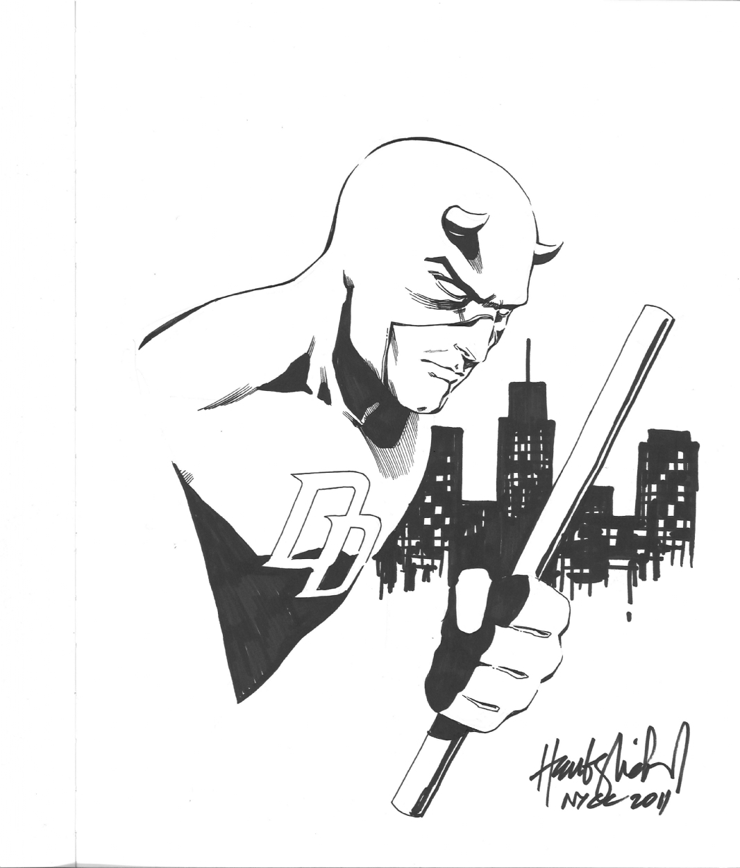 Daredevil en plein combat dans un décor urbain