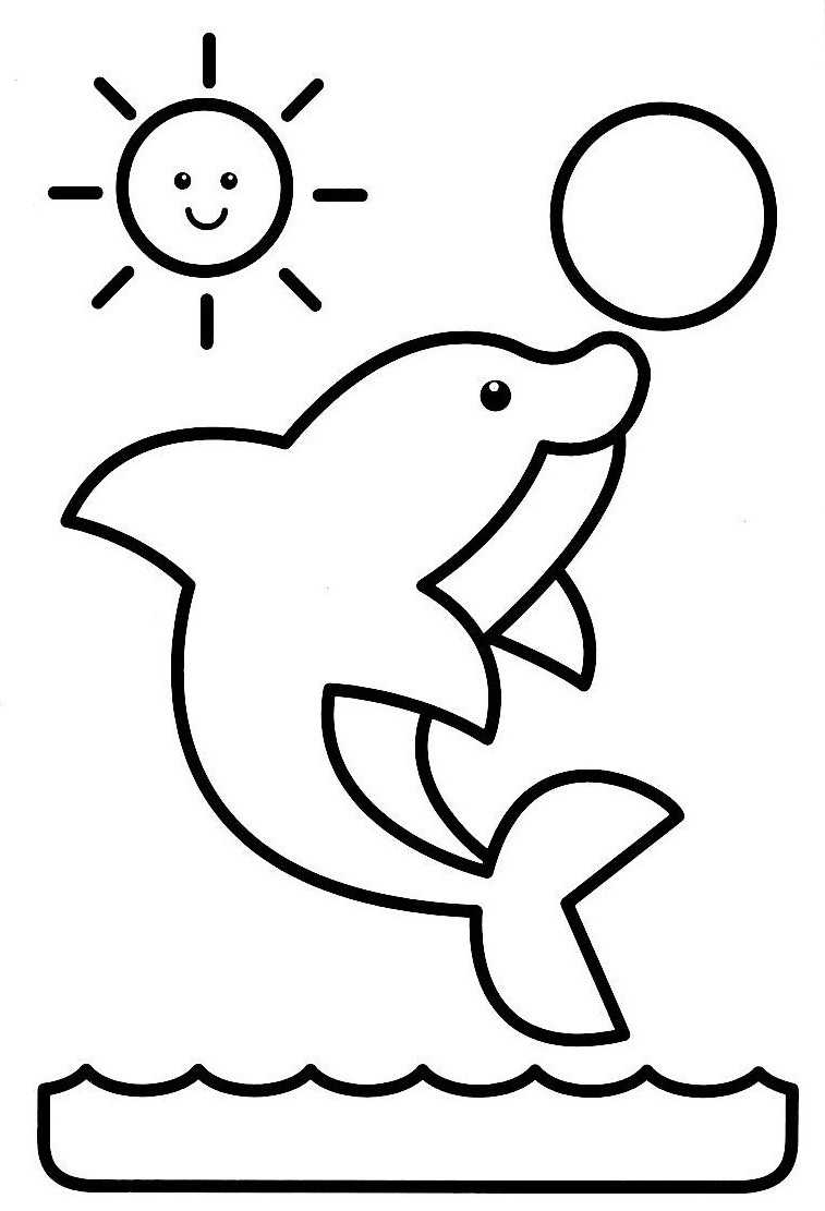 Coloriage d'un dauphin sautant dans une mer calme Coloriage d'un dauphin sautant dans une mer calme