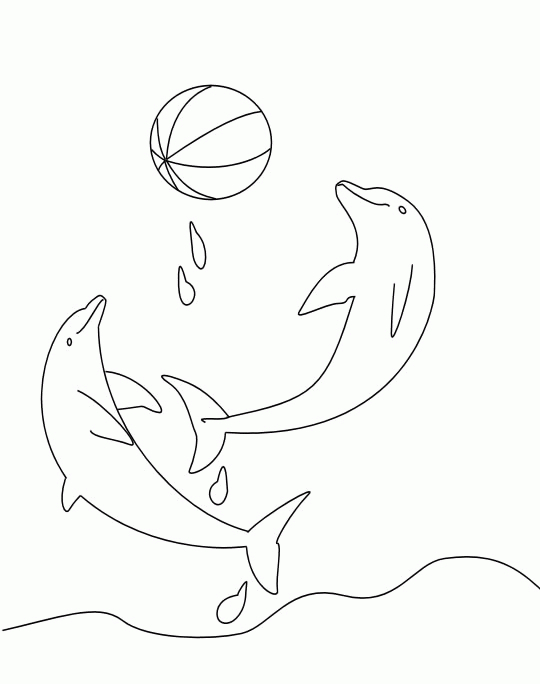 Coloriage de dauphin joueur dans une mer calme