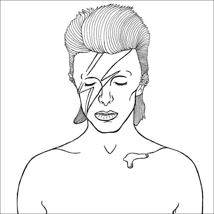 Coloriage de David Bowie en portrait avec des motifs artistiques