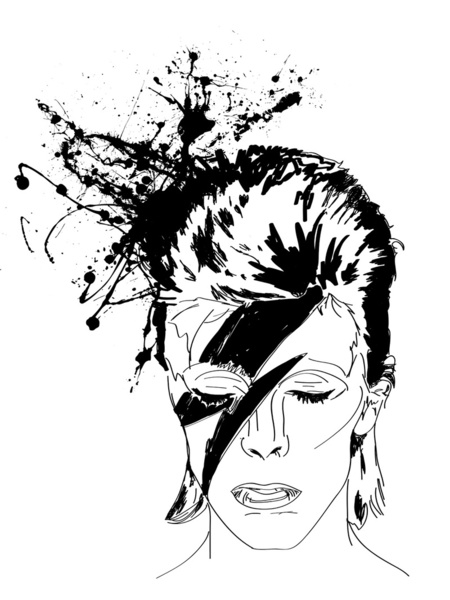 Coloriage de David Bowie en portrait artistique Coloriage de David Bowie en portrait artistique