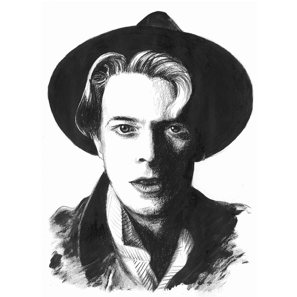 Coloriage de David Bowie en pleine performance musicale
