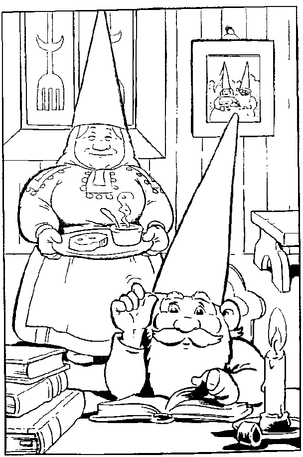 David le Gnome dans son habitat naturel, entouré d'éléments de la forêt