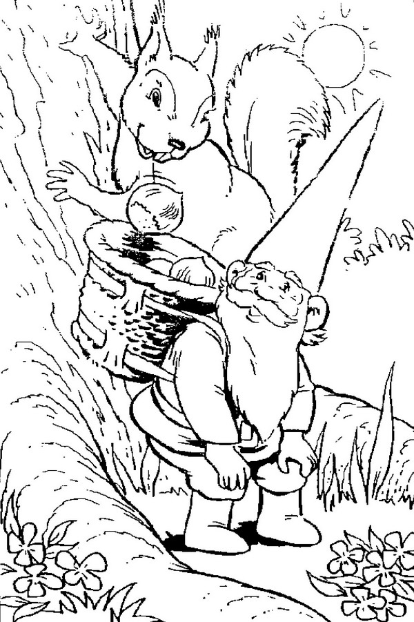 David le Gnome marchant dans la forêt avec son ami animal